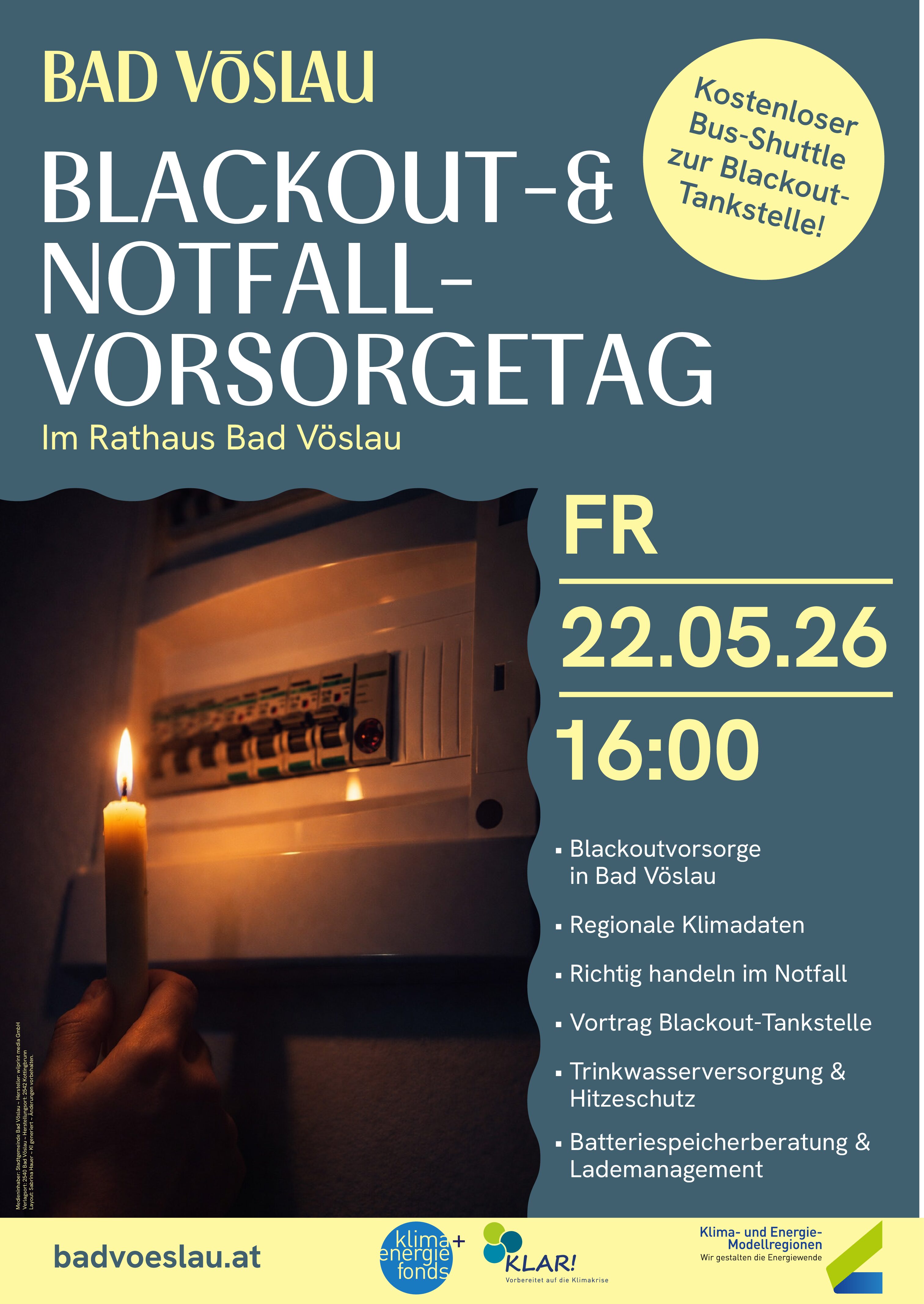 Blackout- und Notfallvorsorgetag im Rathaus Bad Vöslau am 22.05.26